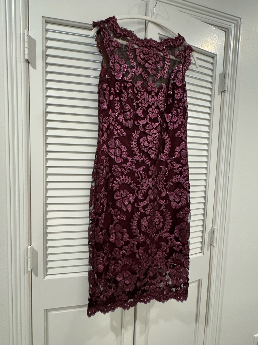 Tadashi Shoji Burgundy Floral Lace Midi Dress - Picture 2 of 10